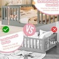 thumbnail image 4 of Full Size Montessori Floor Bed with High Rails, Wood House Beds Frame with LED Light, Low Profile Montessori Bed Full with Slats for Kids, Easy to Assembly, Full bed frames Gray, 4 of 10