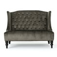 thumbnail image 2 of Luxury Traditional Tufted Velvet Love-seat, Jewel-like Colored 2-Seater Sofa with Wingback, Turned Legs and Button-Tufted Diamond Stitching Decor, Grey (50.25"W x 34.00"D x 38.50"H), 2 of 9