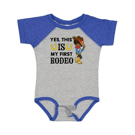 

Inktastic Yes This is My First Rodeo- Cowboy in Hat and Boots Gift Baby Boy Bodysuit
