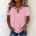 thumbnail image 3 of Women's Short Sleeve T-Shirt, Casual Keyhole Neck Soft Tee Shirt, Solid Color Summer Tops for Women Loose Fitted Tshirt Everyday Wear, Pinks M, 3 of 6