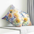 thumbnail image 4 of Throw Pillow Covers 16x16 Inch, Blue Yellow Dragonfly Decorative Pillow Cases for Couch Sofa Bed, Watercolor Spring Flowers Cotton Linen Square Home Decor Pillowcases with Hidden Zipper, 4 of 7