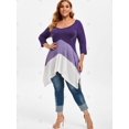 thumbnail image 2 of Colorblock doble v tamaño superior Pañuelo Plus Rosegal Camisetas tallas grandes, 2 of 5