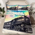 thumbnail image 2 of Erosebridal Retro Train Sheet Set King, Rainbow Aurora Bedding Sets, 4-Piece,, 2 of 6