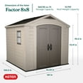 thumbnail image 3 of Keter Factor 8x8 ft. Durable Resin Outdoor Storage Shed With Heavy Duty Floor and Locking Door, Brown, 3 of 7