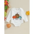thumbnail image 2 of Liacowi Newborn Baby Boys Girls Halloween Outfit Long Sleeve Pumpkin Letters Print Romper Bodysuit 3 6 9 12 Months Infant Boys Girls Halloween Onesie Jumpsuits 0-18M, 2 of 9