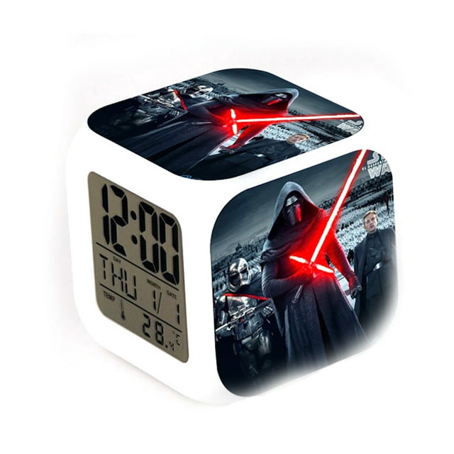 Reloj despertador Darth Vader con cambio de LED de 7 colores y termómetro