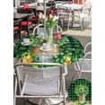 thumbnail image 4 of Outdoor Tablecloth with Umbrella Hole and Zipper, St. Patrick's Day Round Table Cloth 54 Inch Waterproof Tablecloth, Green Clovers Coin Buffalo Plaid Picnic Table Cover for Patio Camping, 4 of 7