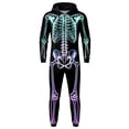 thumbnail image 5 of PLHWHYQ Men Women Matching 3D Skeleton Printed Onesie, Air Layer Zipper Full Body Halloween Jumpsuit Black XXXXL, 5 of 6