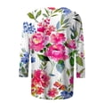 thumbnail image 4 of TSADFHJI Chandails en Molleton pour Femmes Coton T-Shirt Décontracté à Imprimé Floral Col Rond Manches 3/4 Coupe Ample TTTG, 4 of 5