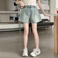 thumbnail image 6 of XIYNBAOK Golf Shorts Kids Basketball Shorts Denim Shorts Girls Size 10-12 Clothes Warmer Baggy Cargo Shorts Cute Clothes for Girls 9-10 Girls Black, Light Blue 10-11 Years, 6 of 7