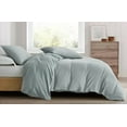 thumbnail image 3 of Chezmoi Collection Breeze 3-Piece Cotton Gauze Queen Duvet Cover Set, Light Blue-Gray Soft Washed Cotton Linen Like Textured Breathable Comforter Cover with Button Closure, 3 of 9