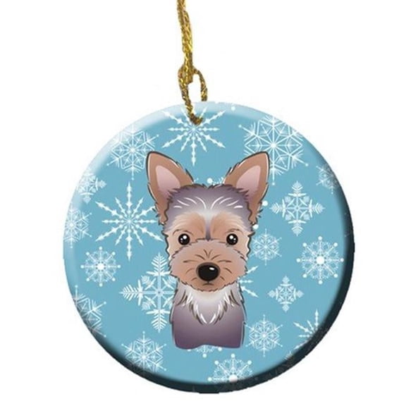 Snowflake Yorkie Puppy Ceramic Ornament