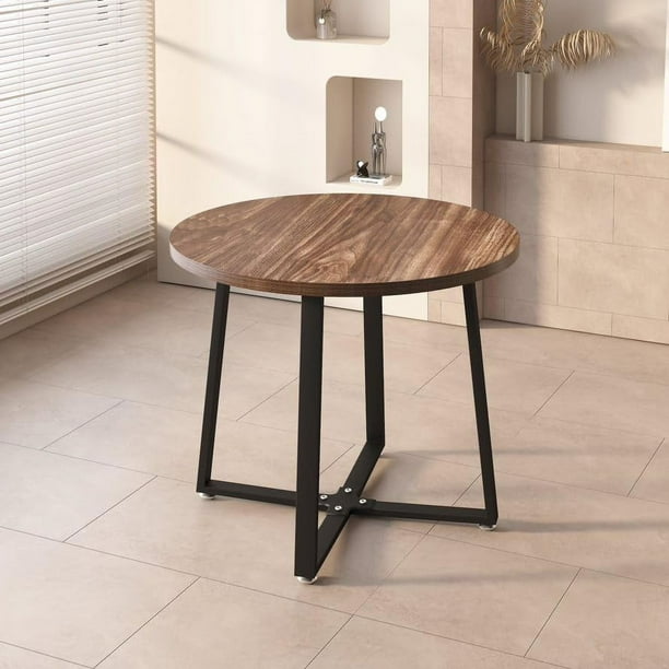 Mesa redonda de madera de 90cm con patas de mesa metálicas