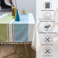 thumbnail image 3 of Nappe Table à Manger Bureau Tissu Broderie Bords Frangés Nappe Pompon Décor Rustique, 3 of 9