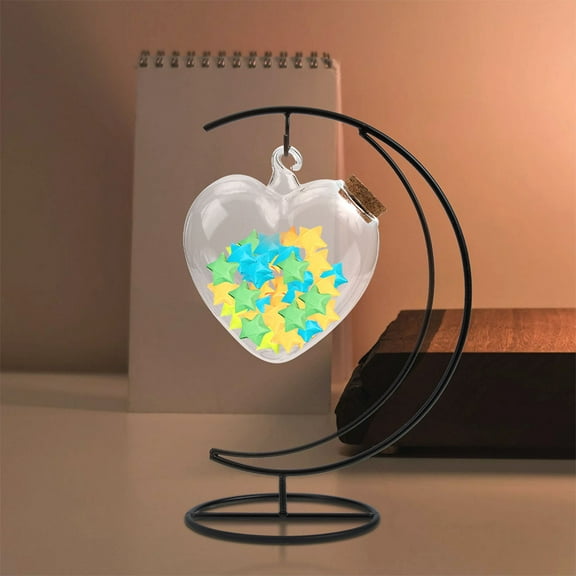 HOMEMAXS Hanging Heart Shape Bottle Glass Assorted Color for Friends in Decoration 1 Set 10.2x7.1x4.7in