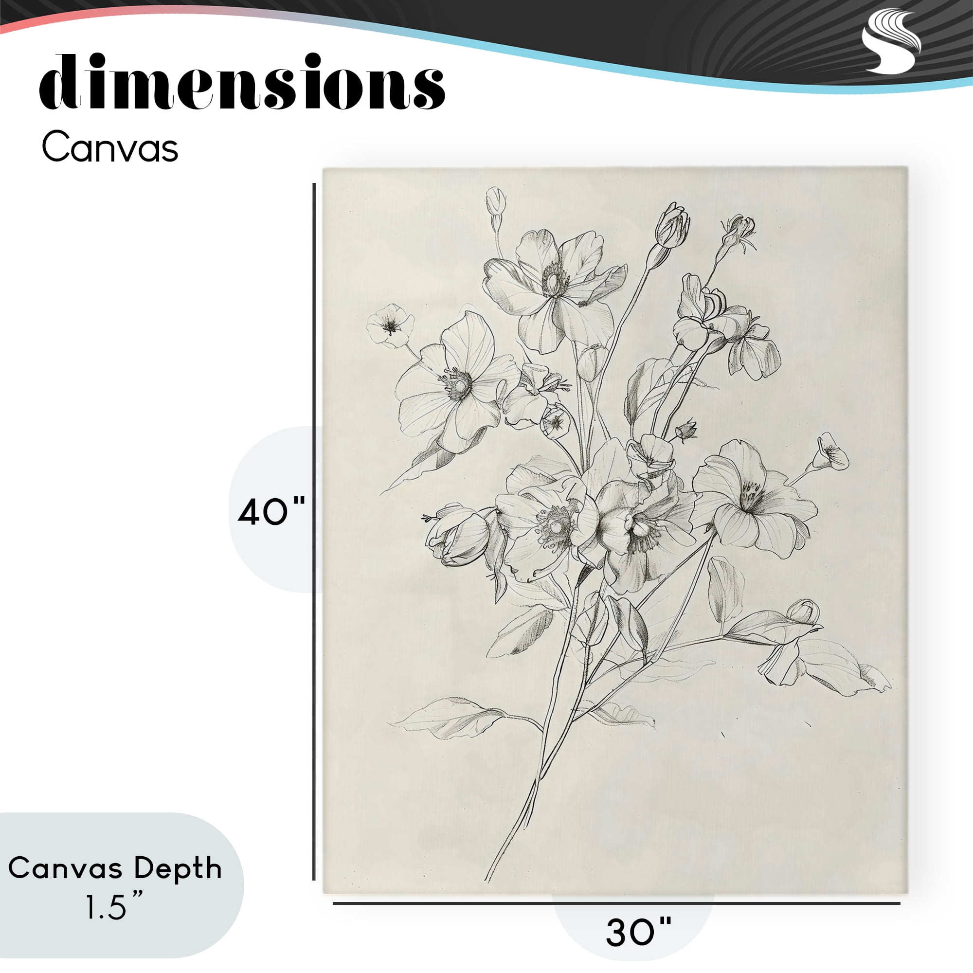 Stupell Industries Wildflower Outline Study Canvas Wall Art, design by Creative Studio