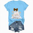 thumbnail image 5 of TOWED22 Halloween Cute Ghost Wear Bow T-Shirts for Women Graphic Short Sleeve Tees Cotton Crew Neck T Shirt Casual Tops(Sky Blue,S), 5 of 8