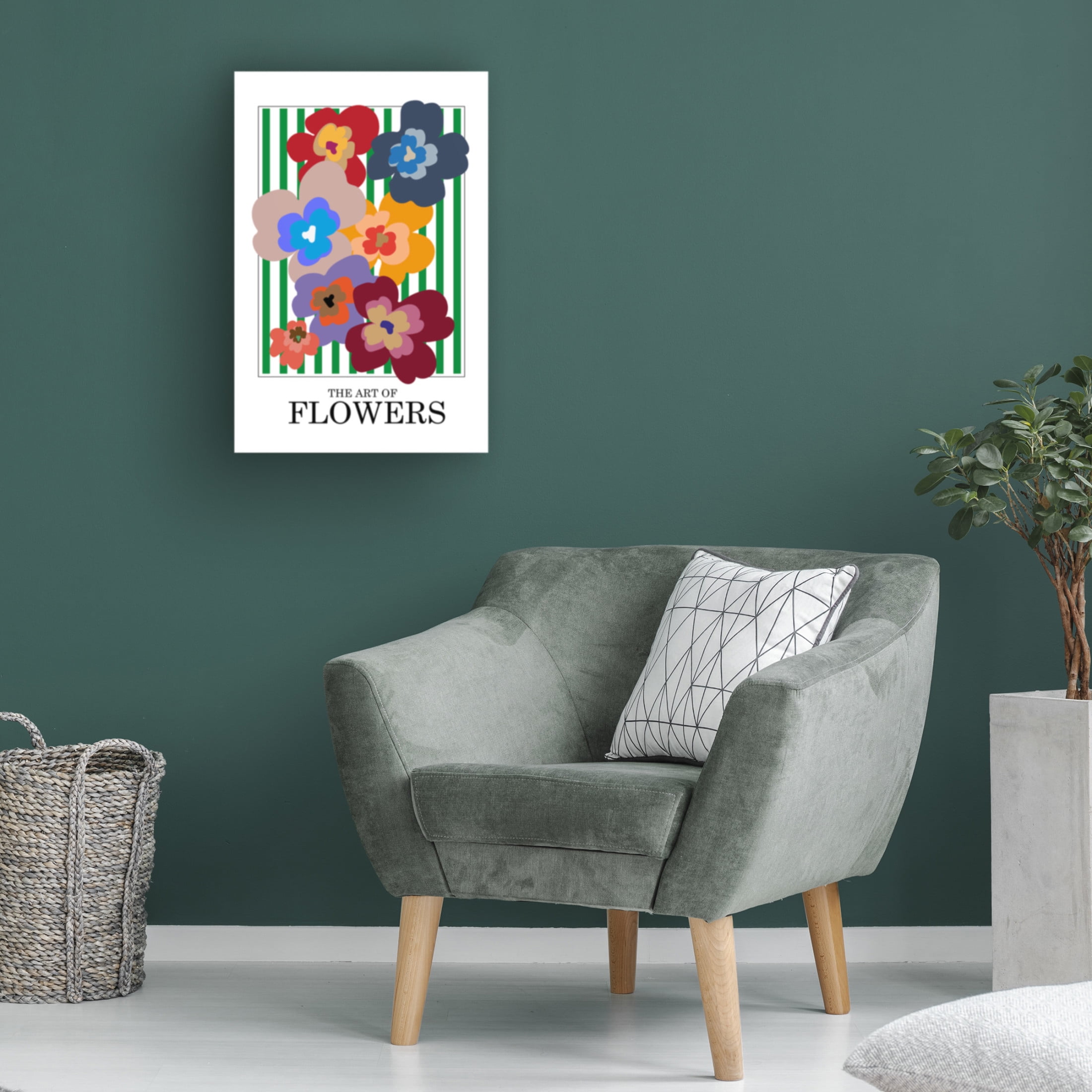 Trademark Fine Art Frances Collett The Art Of Flowers Green Stripe Canvas Wall Art