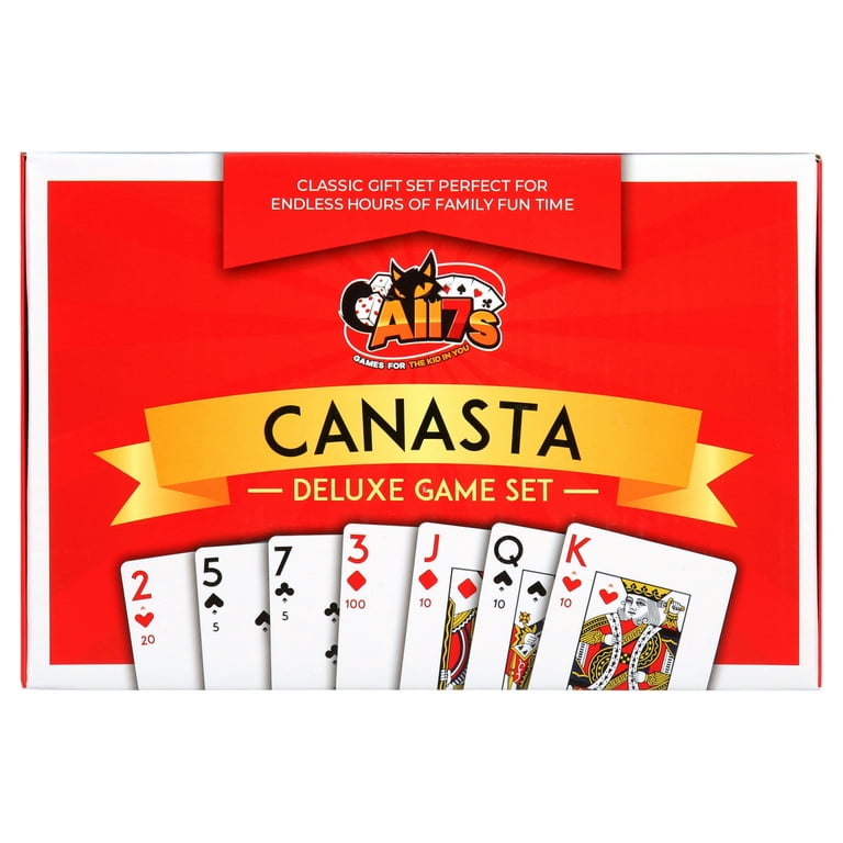 Canasta Playing Cards Game Set That Includes 2 Deck of Canasta Cards with  Point Values, a Revolving Tray Holder, and 50 Sheet Score Pad by All7s