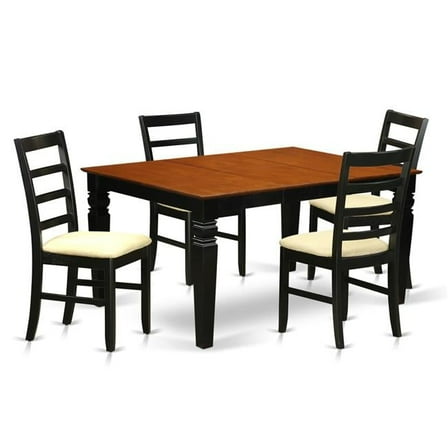 Dinette Set with 1 Weston Table & 4 Cushion Seat Chairs, Luxurious Black - 5 Piece