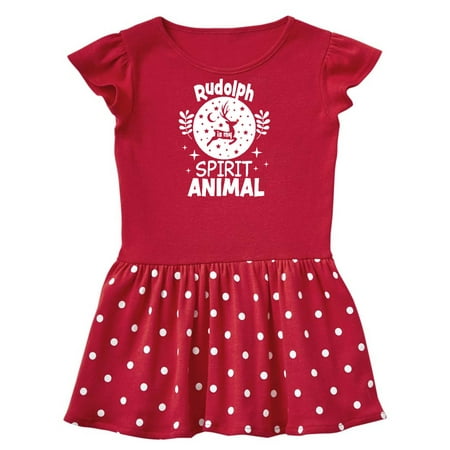 

Inktastic Christmas Rudolph is My Spirit Animal with Reindeer Silhouette Gift Toddler Girl Dress
