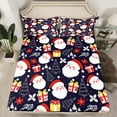 thumbnail image 2 of Manfei Kawaii Santa Claus Queen Sheet Sets for Kids, Cartoon Christmas Tree Flat Sheet, Winter Festival Queen Fitted Sheet, Lightweight Room Decor, 4pcs, 2 of 7