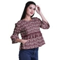 thumbnail image 3 of Moomaya Round Neck Women Bell Sleeve Shirt Printed Cotton Crop Tops Casual Top, 3 of 5