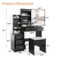 thumbnail image 4 of Gaderth Vanity Desk With Sliding LED Mirror And Power Outlet, Makeup Dressing Table With 4 Drawers, Storage Shelves And Stool, 3 Color Lighting Modes, Bedroom Vanity Set With USB Ports, 4 of 8