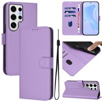 Compatible with Samsung Galaxy S24 Ultra Wallet Case with RFID Blocking Credit Card Holder, PU Leather Folio Flip Kickstand Protective Shockproof Anti-fall Phone Case Cover Women Men,Lavender