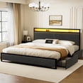 thumbnail image 2 of Base De Cama King Size Terciopelo Luces Led Con 2 Cajones (negro), 2 of 10