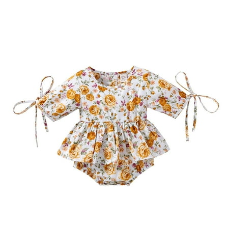 

Vikakiooze Newborn Baby Girls Romper Long Sleeve Cute Floral Jumpsuits Clothes Overalls