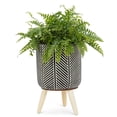 thumbnail image 2 of Black And White Herringbone Pattern Tripod Planter, 2 of 4