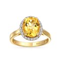 thumbnail image 3 of Bling Jewelry Womens 3CT Yellow Citrine Halo Ring Oval CZ Gold Plated Silver, 3 of 6