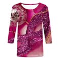 thumbnail image 5 of JGNGSHN 3/4 Sleeve Tops forWomen Mardi Gras Tee Shirts Crew Neck Loose Fashion Blouses Mask Clothes Carnival Party Parade Top, 5 of 5