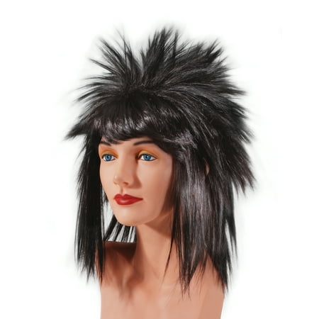 Star Power Long Spiked Punk Rockstar Adult Wig, Black, One Size