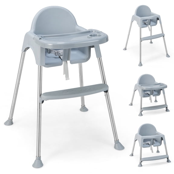Infans 4-in-1 Convertible Baby High Chair Feeding w/ Removable Double Tray& Footrest