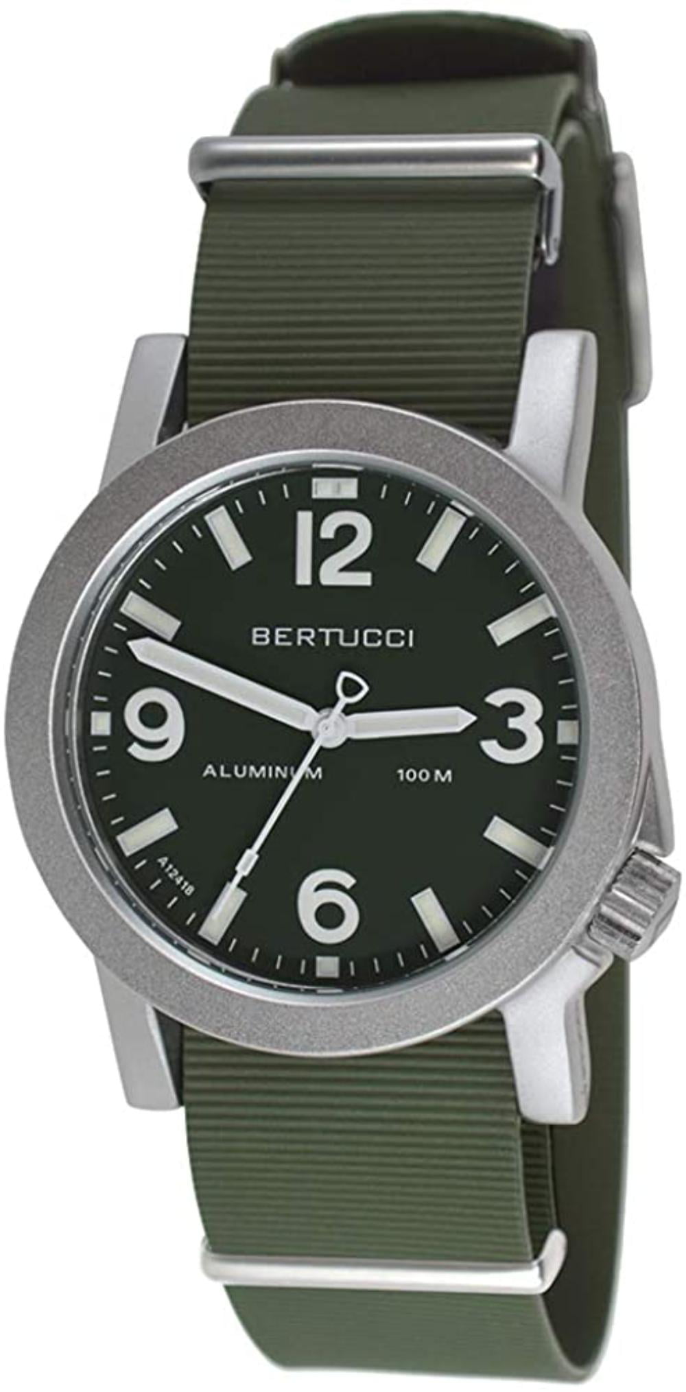 Bertucci Mens A-6A Experior Italia Nurra Verde Italian Rubber Band Marine  Green Dial Quartz Watch, US patented aluminum case By Brand BERTUCCI