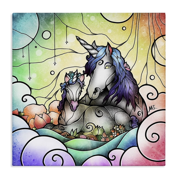 Stupell Industries Eclectic Deco Style Unicorns Canvas Art, 17 x 17, by Mandie Manzano