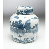 AA Importing 59748 9 inch Blue & White Ginger Jar
