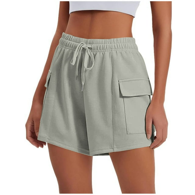 asjyhkr Womens Cargo Shorts with Pockets Breathable Drawstring Elastic Waist Hiking Camping Work Shorts