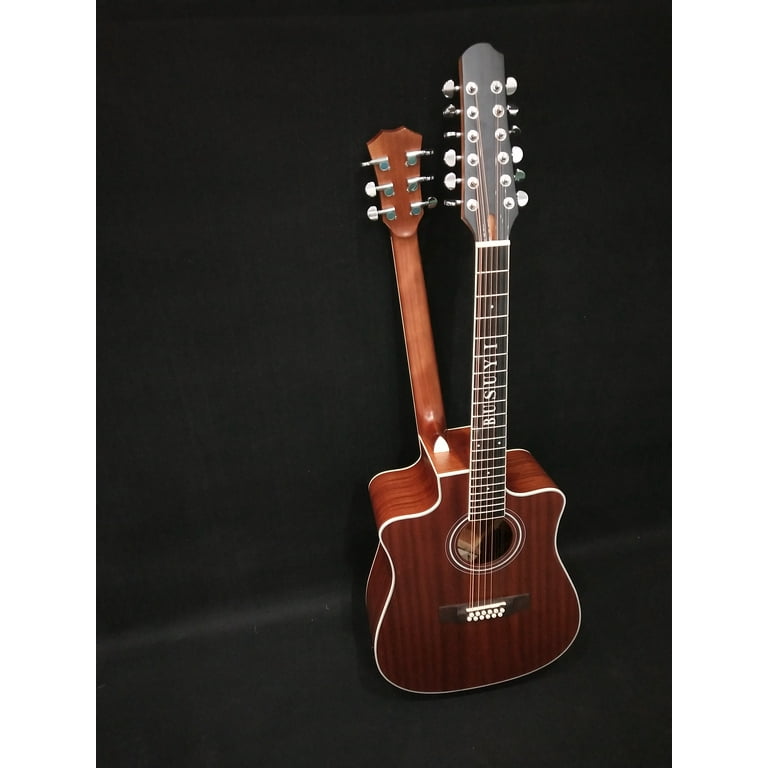 12 6 Strings Acoustic Double Neck Double Sided Busuyi Guitar Travel Acoustic Guitar with Classical Metal Heel 41inch Cutaway Guitar 39inch Acoustic