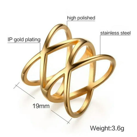 18K Gold Plated Cross Hollow Band Women's Fashion Jewelry Wedding Ring Size 6-9