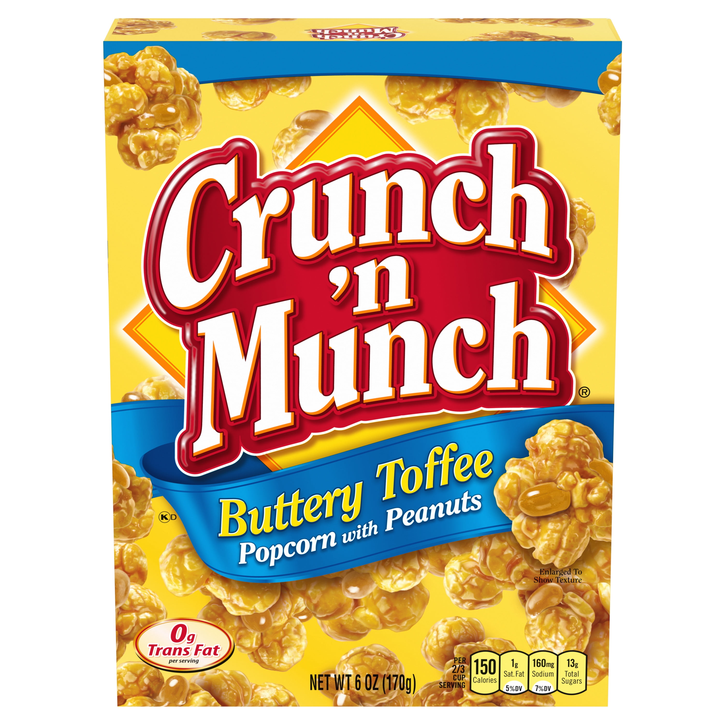 CRUNCH 'N MUNCH Buttery Toffee Popcorn with Peanuts, 6 oz.