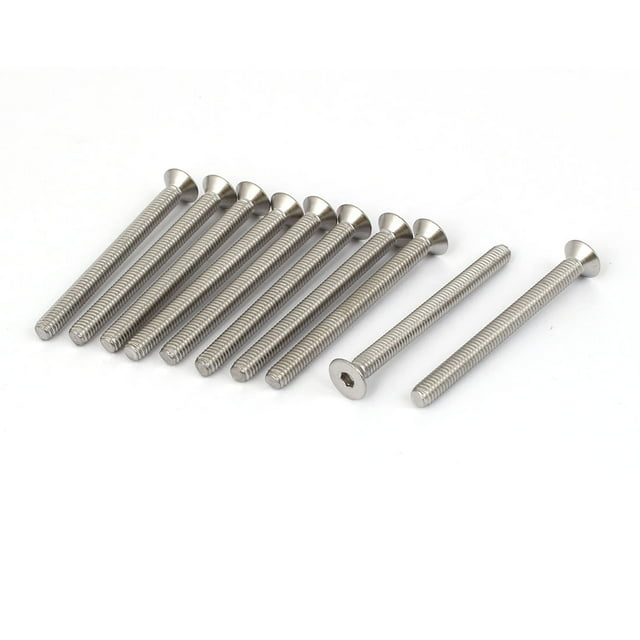 Unique Bargains M4x45mm Douille Hexagonale en Acier Inoxydable Tête Plate Boulons de Comptoir Vis 10 Pcs