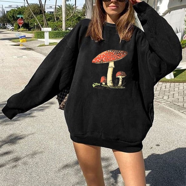 ICHUANYI Liquidación Mujer Casual Manga Completa Cuello Redondo Tops Blusa Suelta Sol Y Estampado Gráfico Sudadera ICHUANYI WER202308245147