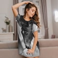 thumbnail image 3 of Fotbe Running horses Pattern Women's Cotton Nightgown Sleepwear Short Sleeves Shirt Casual Print Sleepdress, 3 of 6
