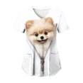 thumbnail image 2 of NIEWTR Women's V Neck Pet Print Scrub Tops Soft Medical Nurse Uniform Shirts with Pockets Casual Work Wear(Beige,M), 2 of 8