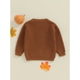 thumbnail image 4 of Toddler Baby Boy Girl Halloween Outfit Knit Chunky Pumpkin Sweaters Crew Neck Pullover Sweatshirt Tops Fall Winter Clothes, 4 of 7