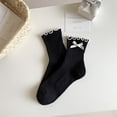 thumbnail image 2 of AWZXDE Women Bow Mary Jane Socks Cute Ruffle Edge Breathable Soft For Dress Cute Socks For Women Japanese, 2 of 5