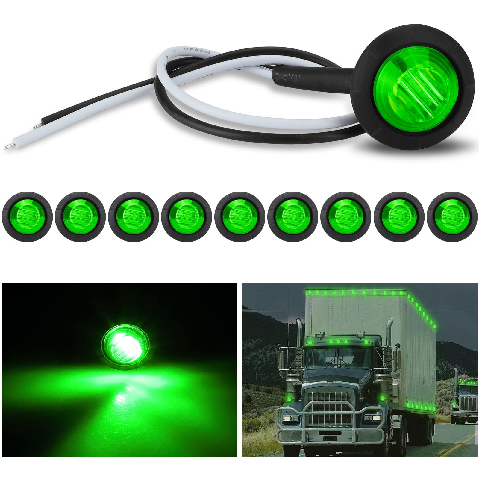 10 Pcs White 6-LED Clearance Side Marker Light Lamp Van Truck Trailer Waterproof 